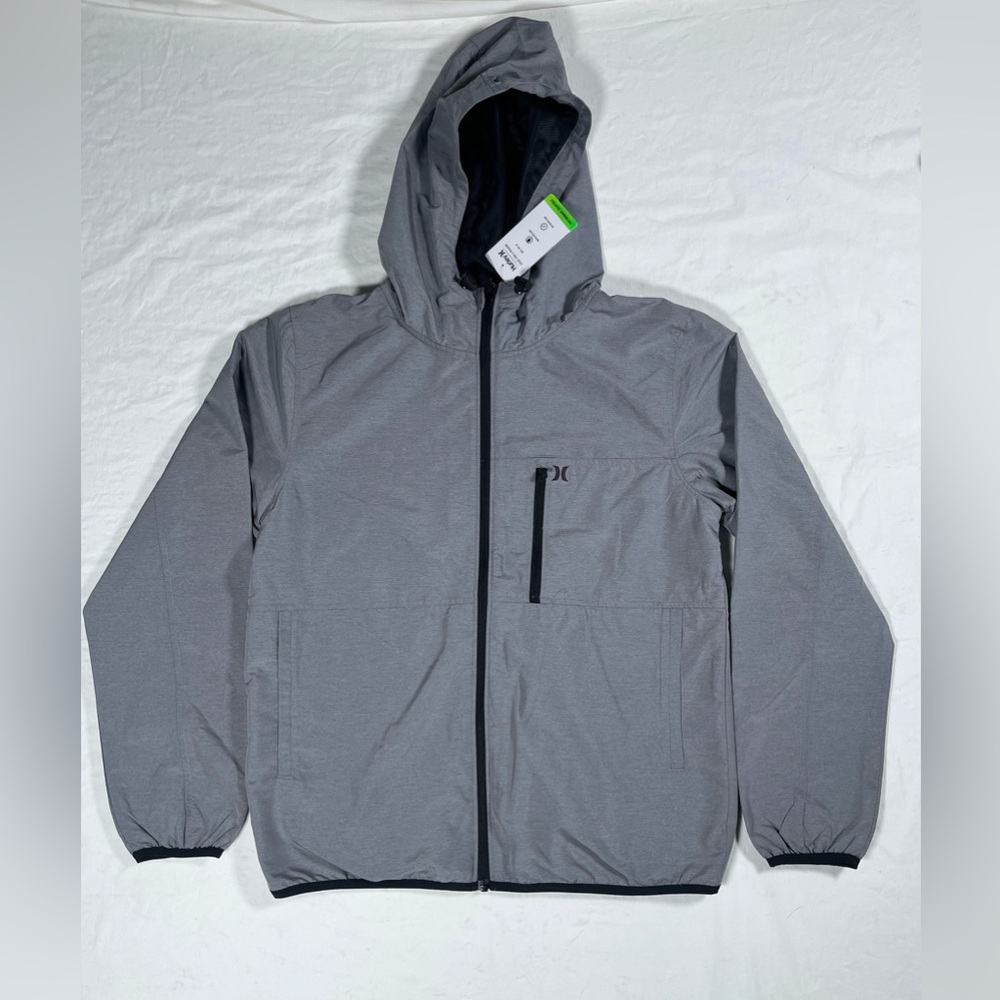 Hurley Light Gray Performance Ripstop Windbreaker with Black Mesh Lining Medium